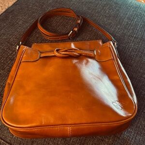 Patricia Nash Heritage Antilly Crossbody Cognac Tan Leather Excellent Condition